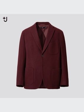 Jil Sander Uniqlo Men's Burgundy Single-Breasted Blazer Wool Cashmere Size M